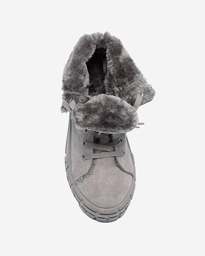 Graue Damenstiefel aus Öko-Wildleder mit Isolierung Zephyr - Schuhe