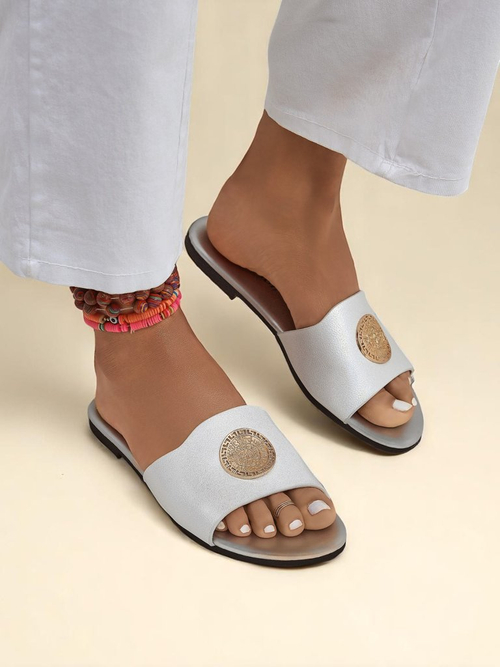 Royalfashion Жіночі шльопанці на плоскій підошві Golden Slip