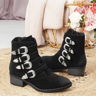 Schwarze Stiefeletten an einem niedrigen Pfosten Grand - Footwear