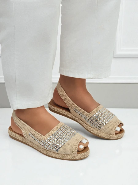 Damen-Espadrille-Sandalen mit Strasssteinen Belle Sparkle