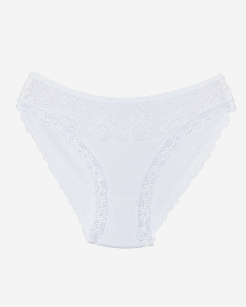 Жіночі бавовняні трусики білого кольору з мереживом - Нижня білизна