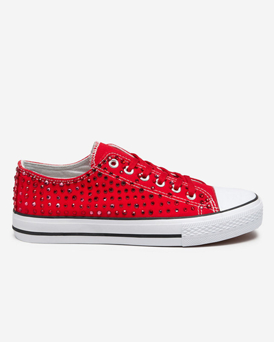 Damen-Sneaker mit farbigen Zirkonen in Rot Amando- Footwear
