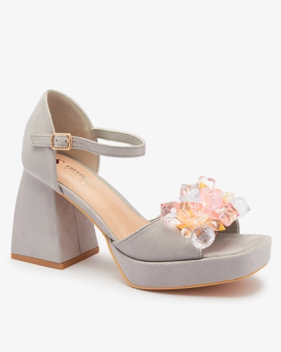 Graue Damen-Sandalen mit Kristallen Celidi - Schuhe