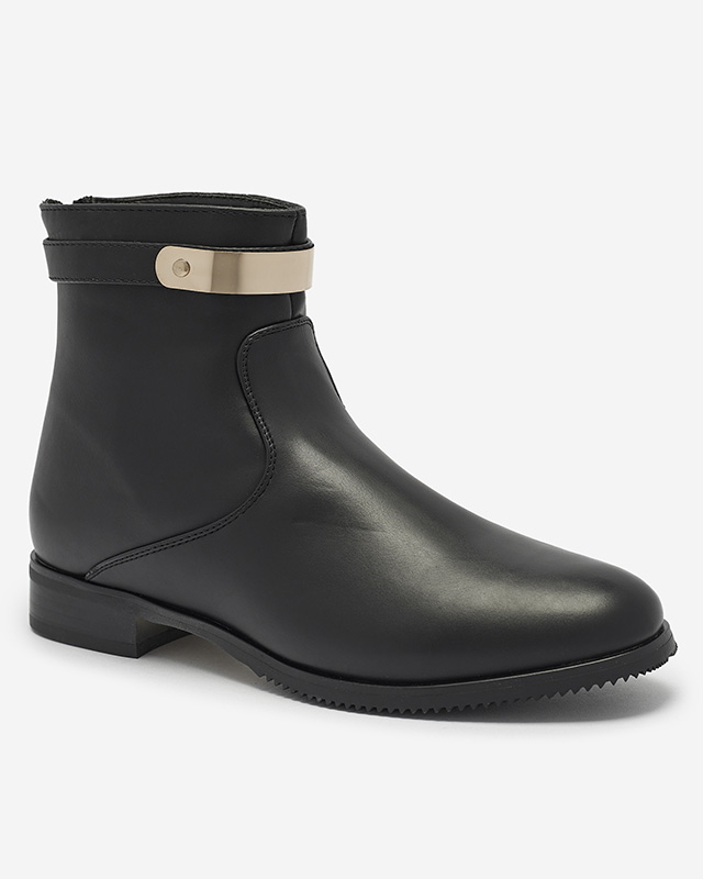 Damenstiefel mit Goldverzierung in Schwarz Hontes- Footwear