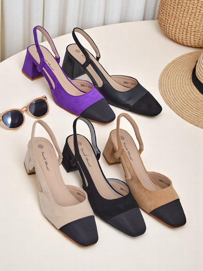 Royalfashion Damen Pumps mit niedrigem Absatz und dekorativer Spitze Eleganzo