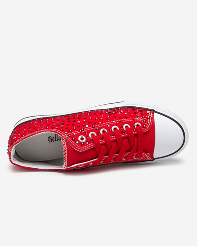Damen-Sneaker mit farbigen Zirkonen in Rot Amando- Footwear