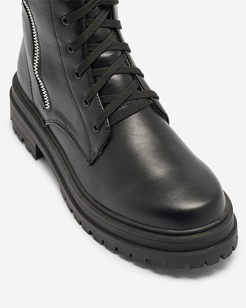 Чорні жіночі черевики на плоскому каблуці Fetisa - Взуття