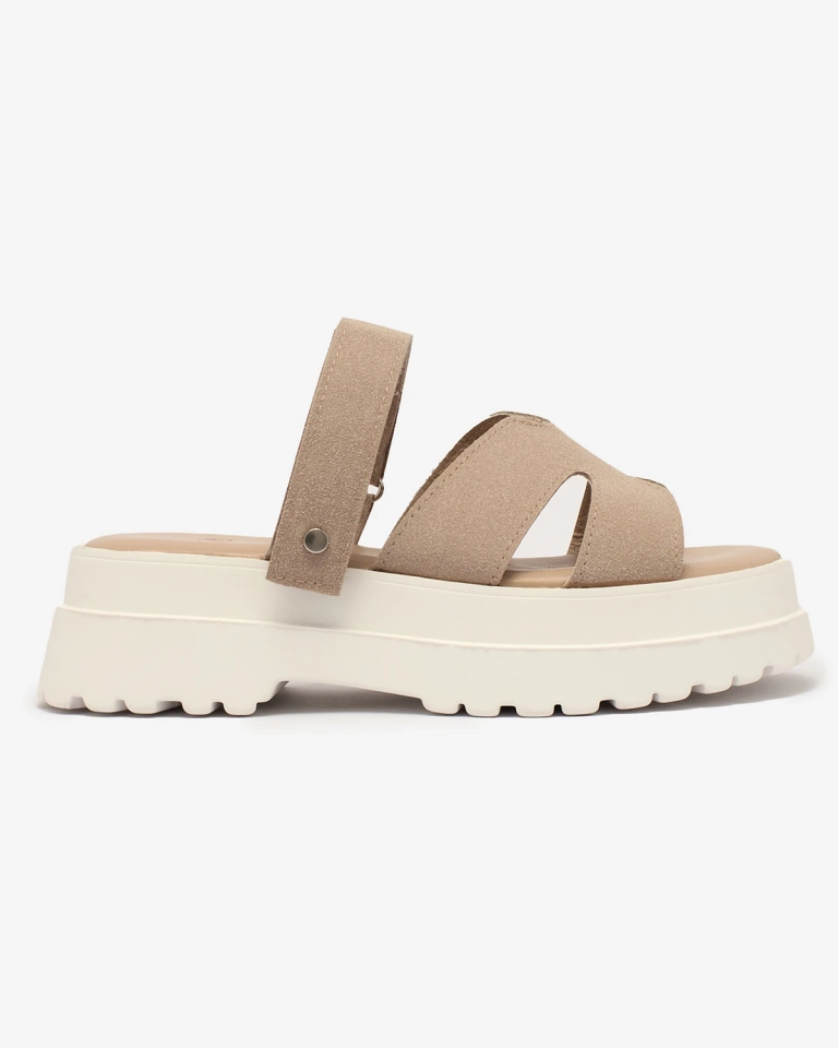 Royalfashion Hellbraune Damensandalen mit dickerer Sohle Qaffsa