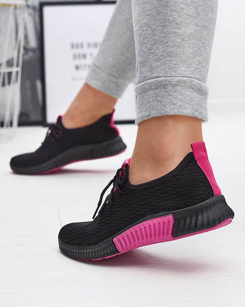 Чорні жіночі спортивні туфлі зі вставками кольору фуксії Keteti - Взуття