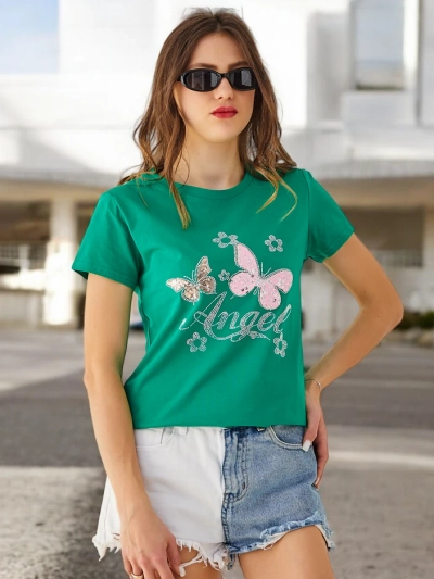 Royalfashion Damen Baumwoll-T-Shirt Schmetterling