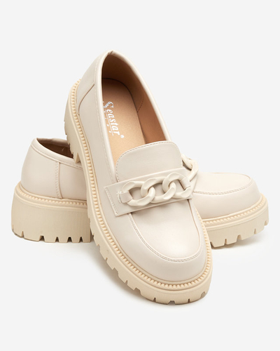 Beige Damenschuhe aus Öko-Leder mit Kette Konera - Schuhe