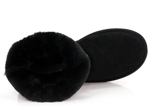 Czarne śniegowce z klamrami - Obuwie