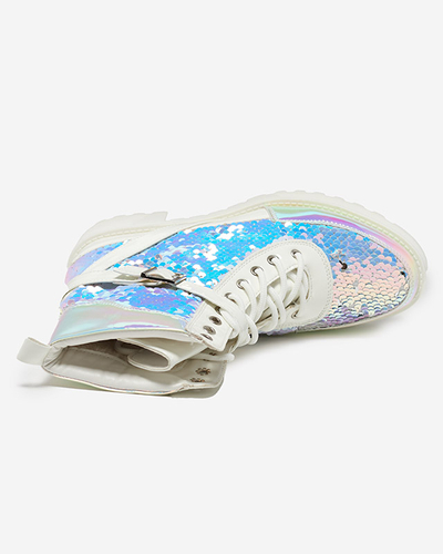 Білі жіночі черевики з блискітками Impresa