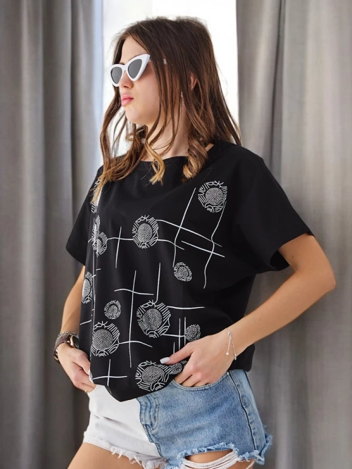 Royalfashion Жіночий бавовняний футболка з принтом