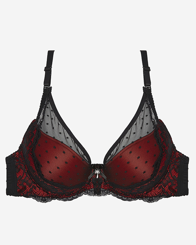 Schwarzer und rosafarbener Damen-BH mit Spitzenverzierung - Dessous