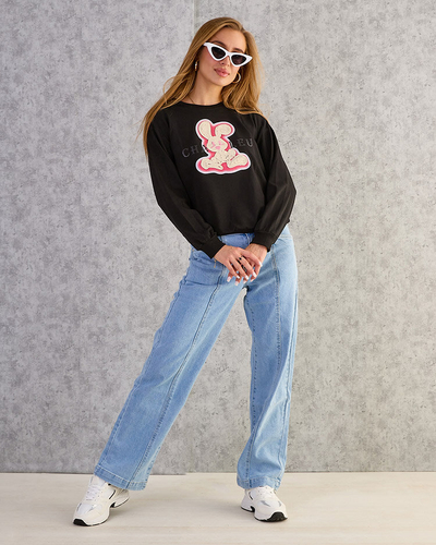 Royalfashion Damen Sweatshirt aus Baumwolle mit dünnem Druck