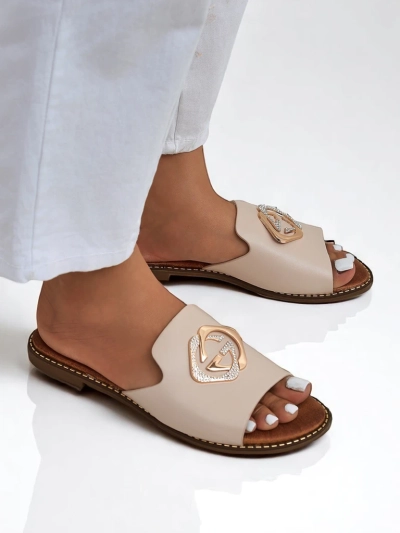 Royalfashion Damen Pantoletten flach Goldie Spark