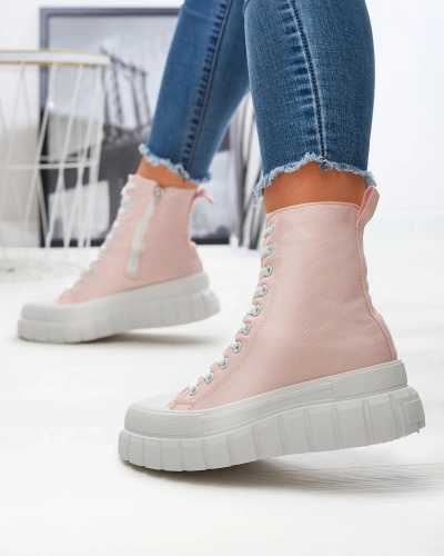 Damen Sneaker mit hohem Plateau in hellrosa Kivda- Footwear