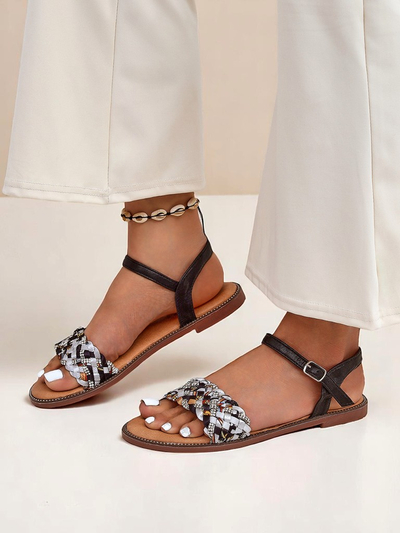 Royalfashion Damen Sandalen mit flacher Sohle ColorStrap