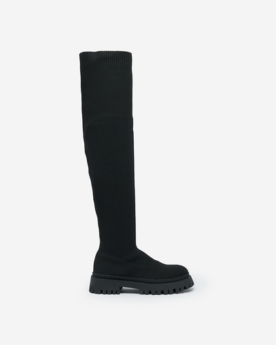 Royalfashion Schwarzer Damenstiefel zum Hineinschlüpfen Radgitas