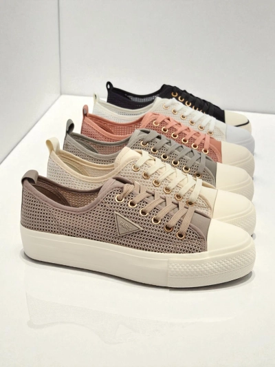 Damen Sneaker Hypatia Mesh hellbraun für den Sommer flache Sohle 3cm