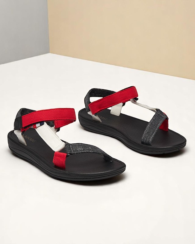 Luna Damen Sandalen Rot-Schwarz Synthetisch für den Sommer