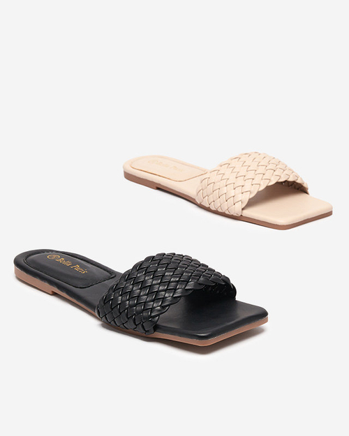 Жіночі чорні тапочки з плетеним поясом Netyka - Взуття