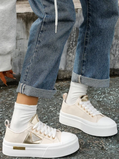 Royalfashion Damen Plattform-Sneaker Gold Welt
