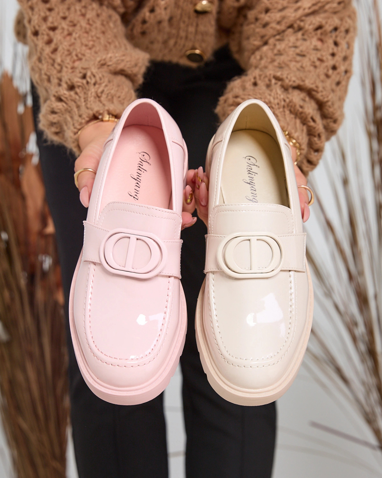 Royalfashion Pink Damen Glidef Lackierte Mokassins