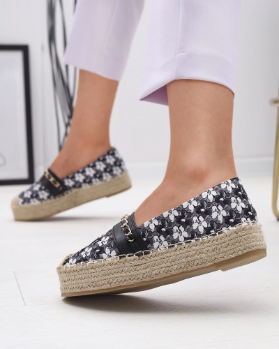 Schwarze Espadrilles mit Blumenmuster Azzaxi- Footwear