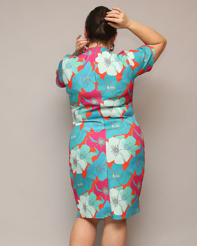 Royalfashion Damen Kleid aus geblümtem Stoff PLUS SIZE
