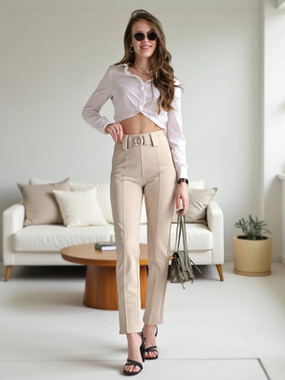 Royalfashion Baumwolltreggings mit Falte