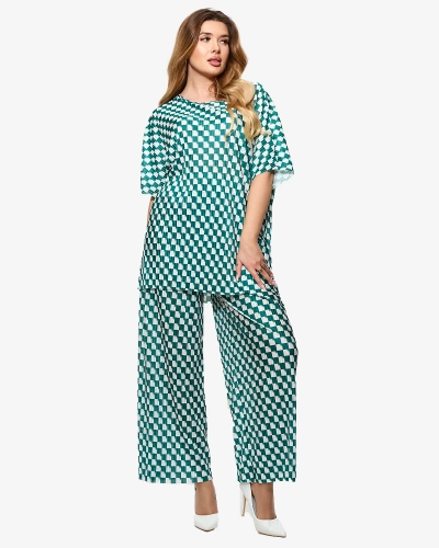 Grünes gemustertes Set für Damen - Kleidung