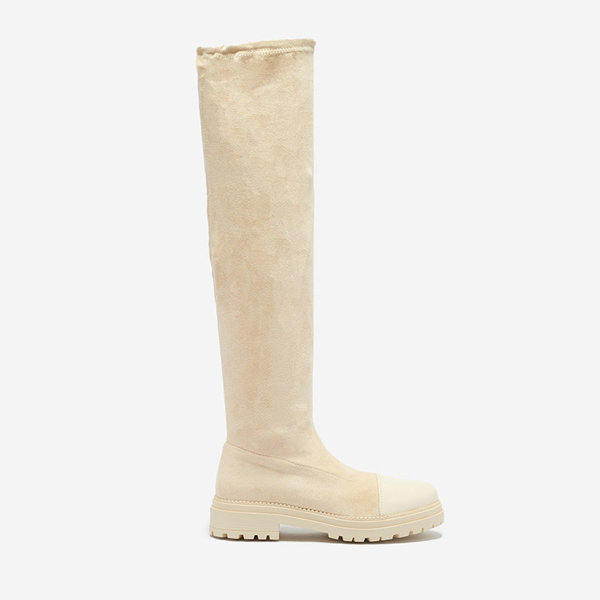 OUTLET Жіночі чоботи вище коліна бежевого кольору Caffi-Footwear
