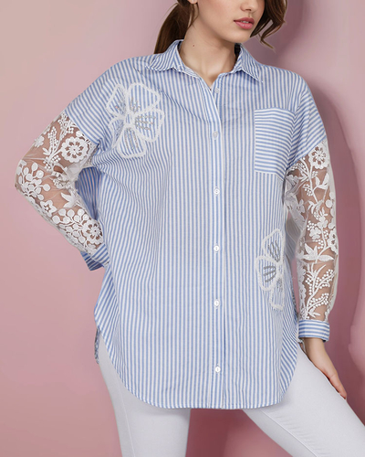 Royalfashion Gestreiftes Damenshirt mit Spitze