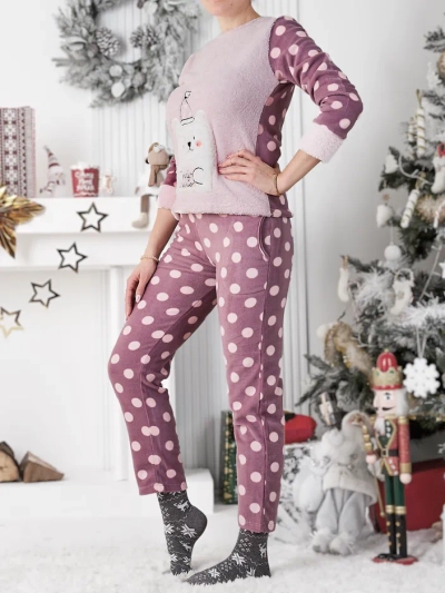 Royalfashion Damen-Pyjama a'la Fleece Hallo Winter