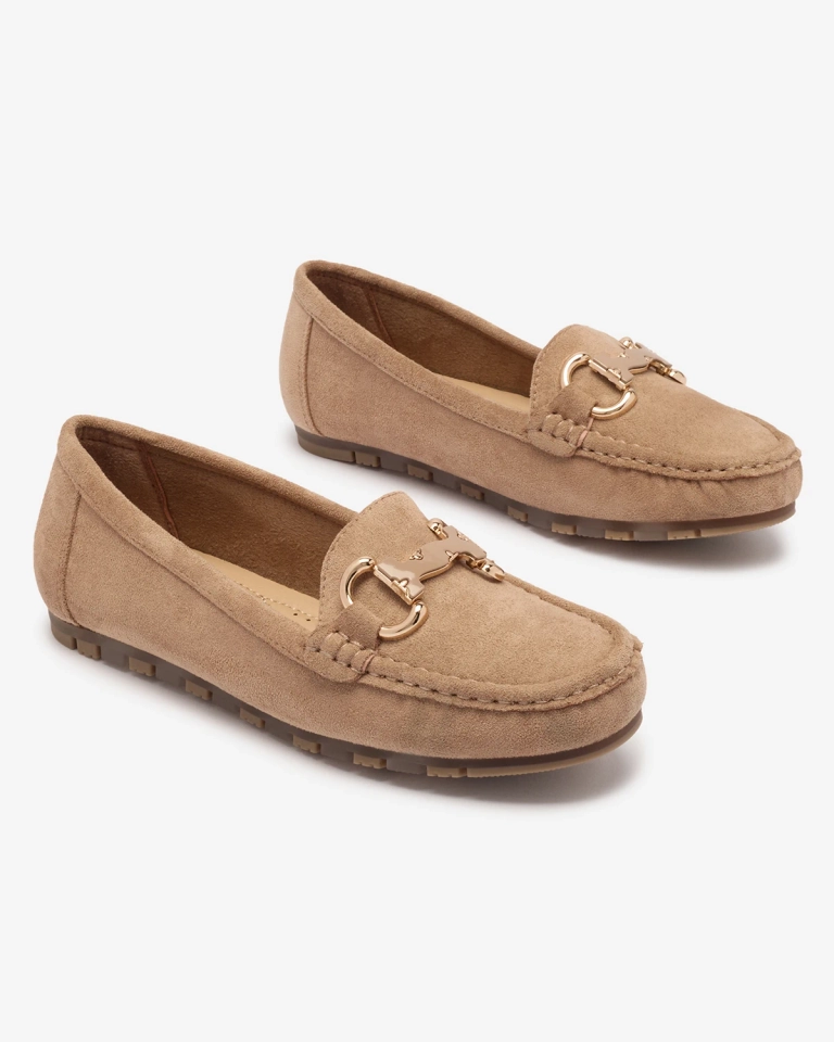 Hellbraune Damen Mokassins mit Ornament Xewetica - Footwear