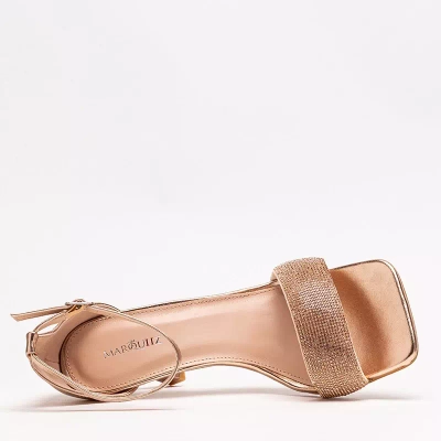 OUTLET Rosa und goldene Damensandalen auf hohem Absatz Enedi - Schuhe