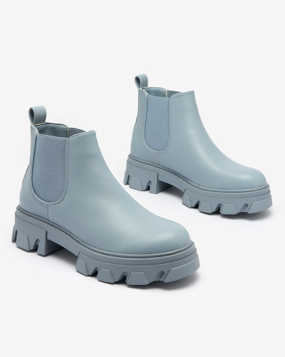 Royalfashion Damenstiefel mit flachem Absatz in Blau Alussady