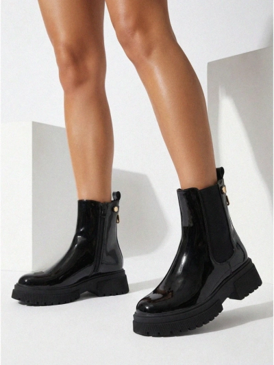 Lackierte Damenstiefeletten aus Öko-Leder Calebi