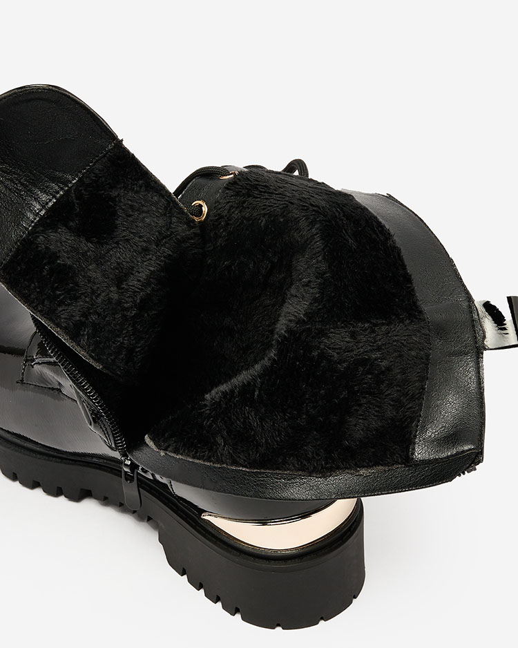 Royalfashion Damen Lackstiefel in schwarz Simbeba