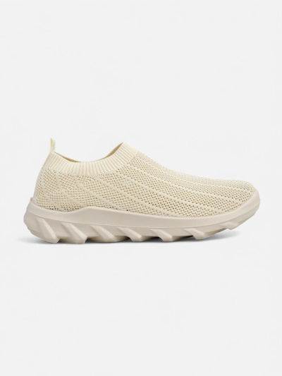 Arete Beżowe Damen-Slipper, atmungsaktive Stoff-Sneakers