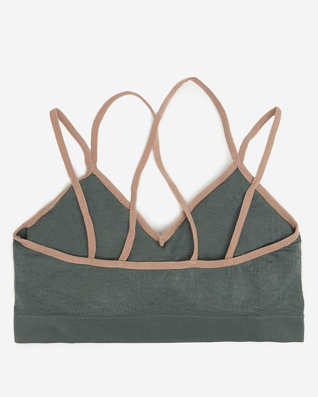 Dunkelgrüner Damen-Sport-BH mit dünnen Trägern - Underwear