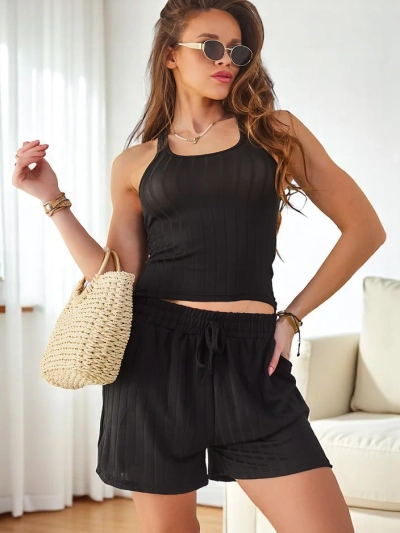 Royalfashion Damen Zweiteiler Sportset mit Shorts und Tanktop