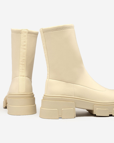 Royalfashion Damenstiefel aus Öko-Wildleder in Beige Classy Girl