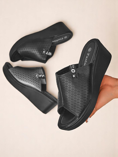 Royalfashion Damen Pantoletten mit Keilabsatz Luna Wedge