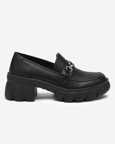 Чорні жіночі лофери на масивній підошві Terima