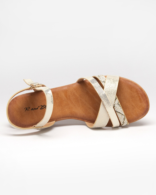 Золоті жіночі сандалі на танкетці Saline - Туфлі