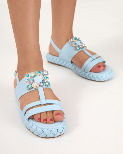 OUTLET Blaue Damensandalen mit einer dekorativen Govy-Footwear-Schnalle