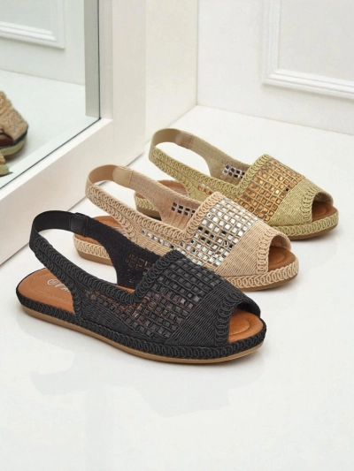 Damensandalen, Damen-Espadrillesandalen mit Strasssteinen Belle Sparkle